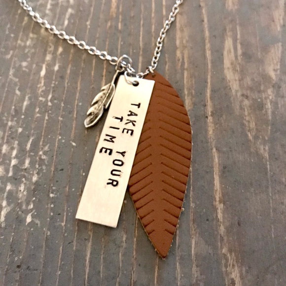 handmade Jewelry - Hand stamped “TAKE YOUR TIME” necklace handmade Jewelry - Hand stamped “TAKE YOUR TIME” necklace